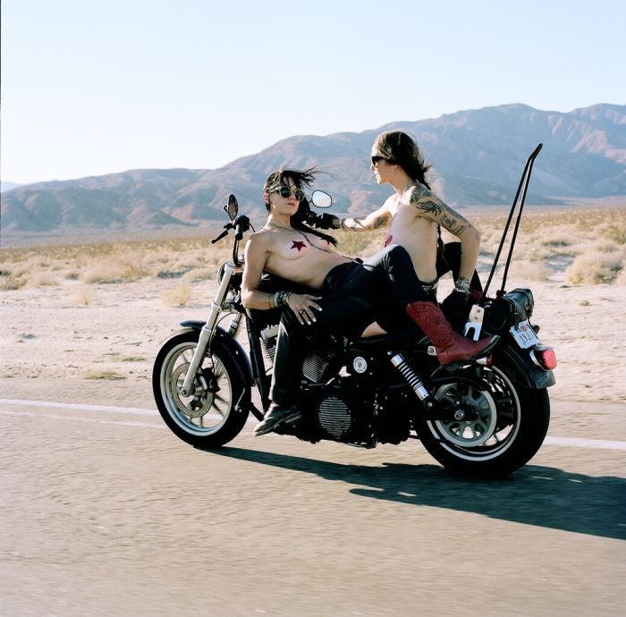 Girls on a motorcycle in Fresno